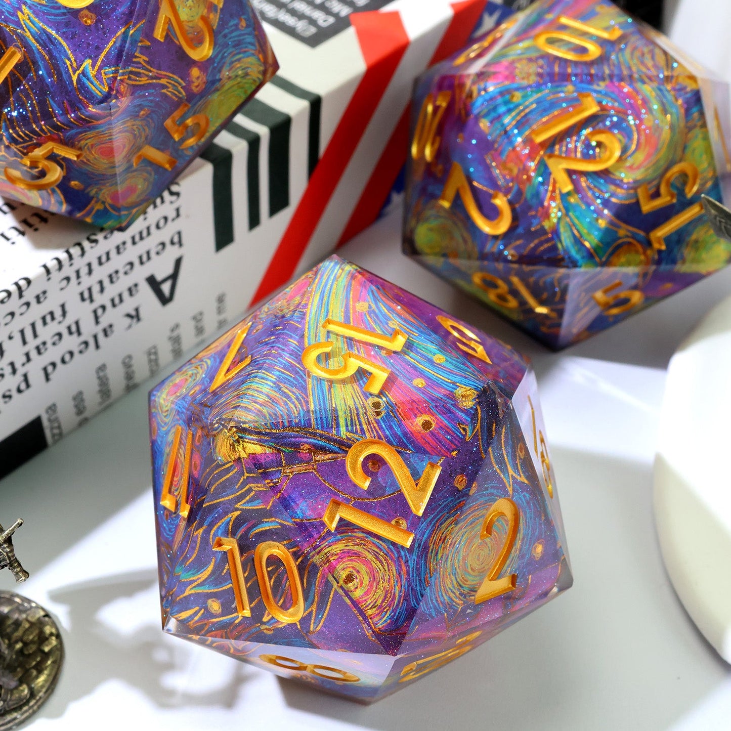 Gilded Cosmos | 33mm D20 | Oversized Art Core Dice