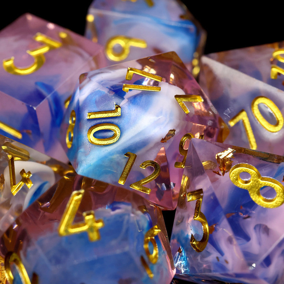 Unicorn Cream | Sharp Edge Dice | 7 Piece Set