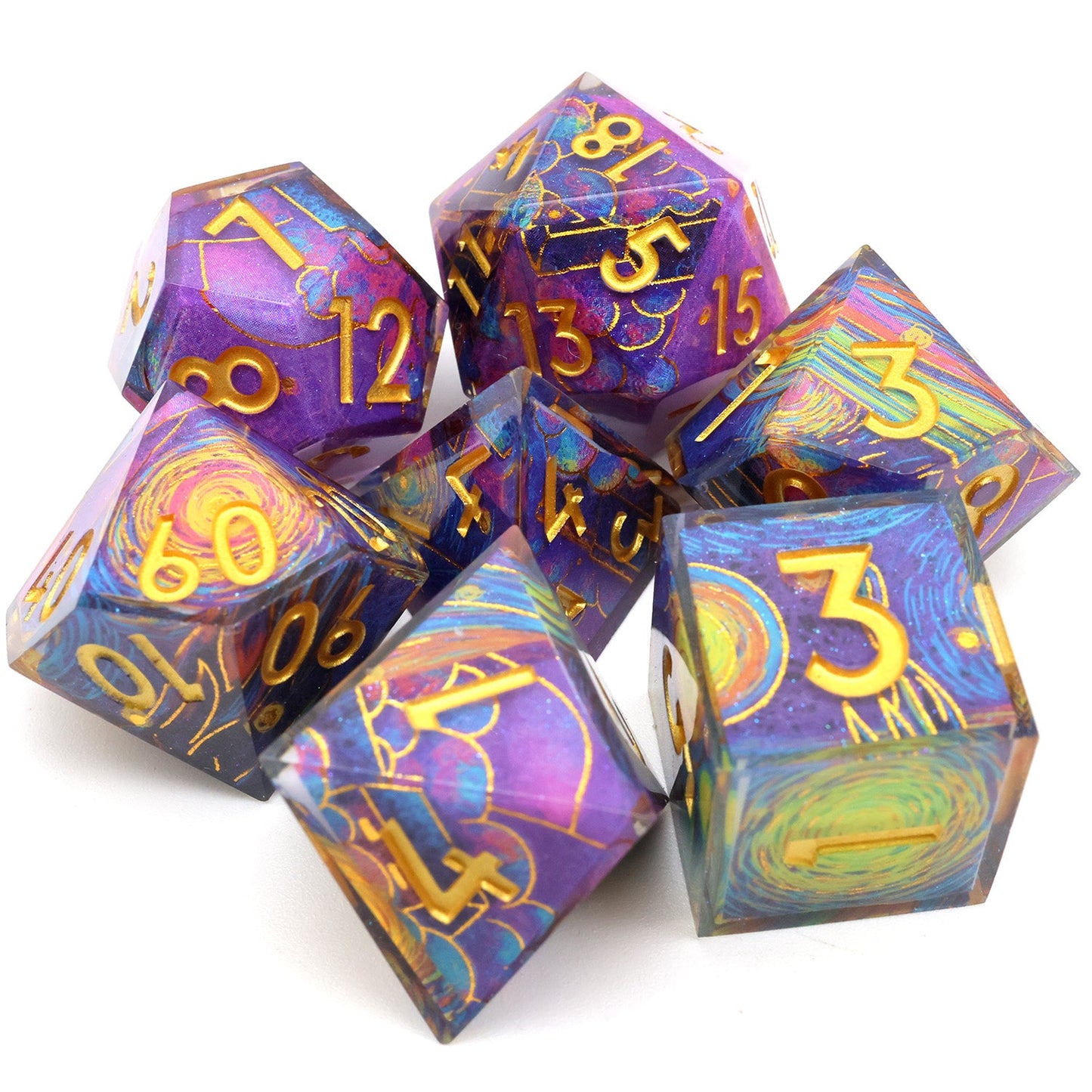 Gilded Cosmos | Art Core Dice | 7 Piece Set