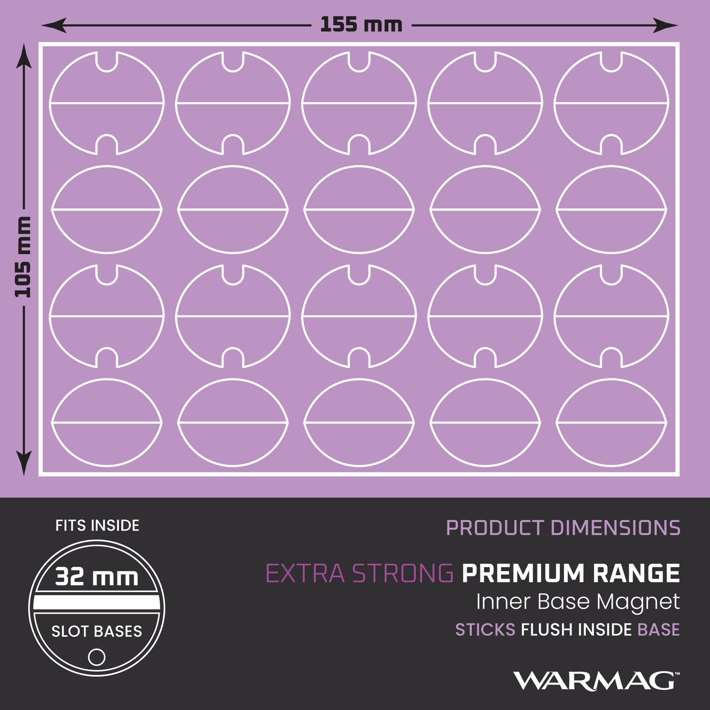 Hi-Grip® Inner Base Magnets to fit inside 32mm slot bases