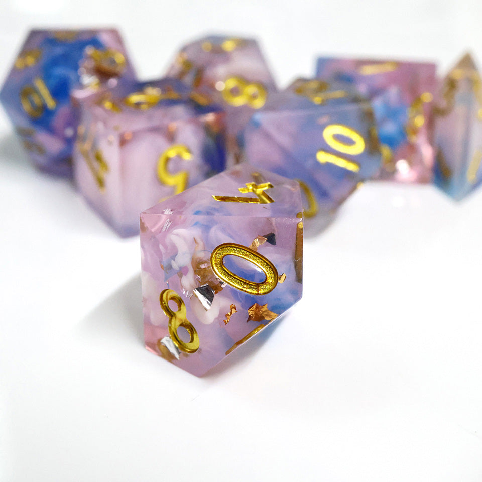Unicorn Cream | Sharp Edge Dice | 7 Piece Set