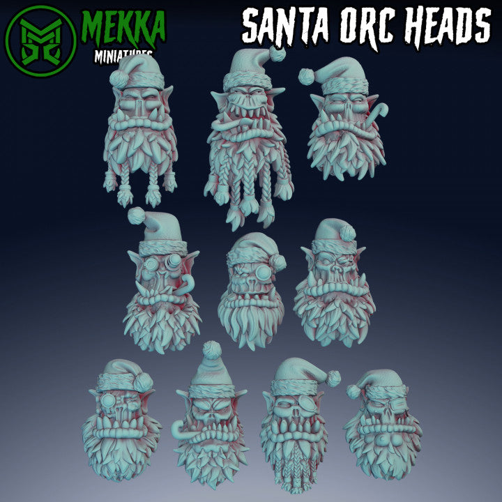 Santa Orc Heads