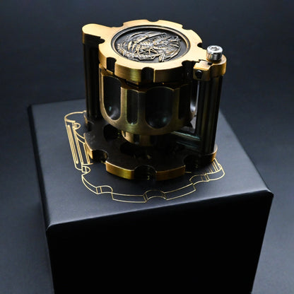 Hexchamber | Ancient Gold | Bullet Dice Set with Spinning Revolver Case