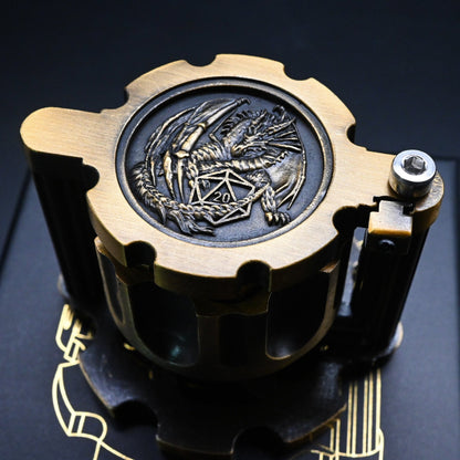 Hexchamber | Ancient Gold | Bullet Dice Set with Spinning Revolver Case