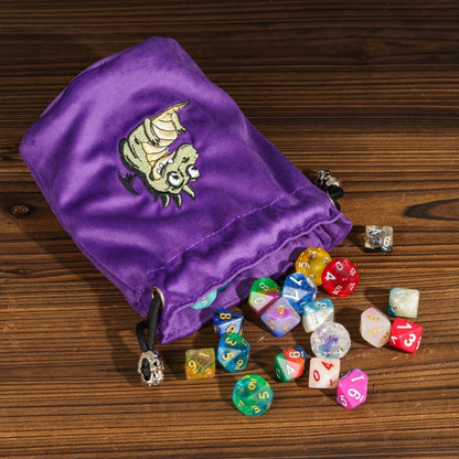 Dracopup | Flannel Drawstring Dice Bag | Purple