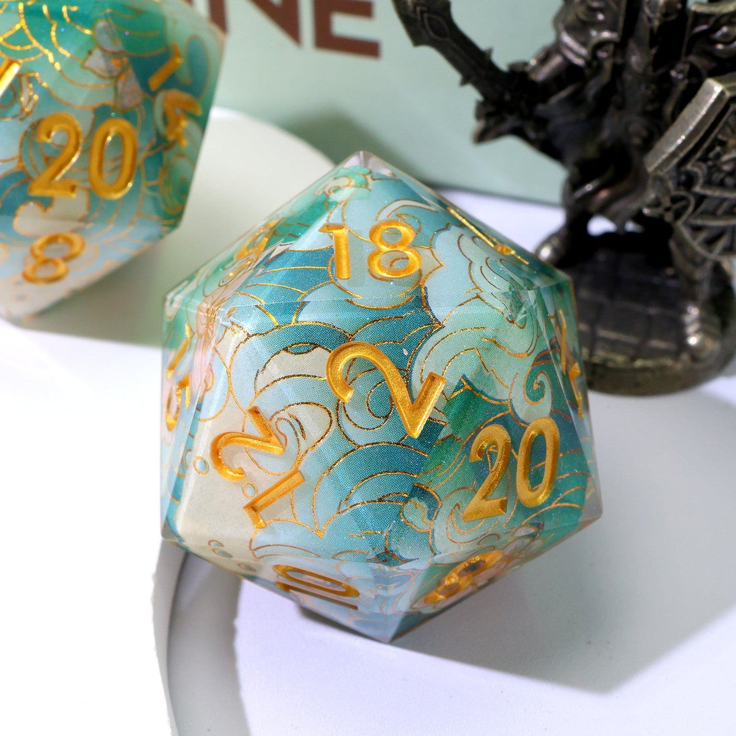 Emerald Tide | 33mm D20 | Oversized Art Core Dice
