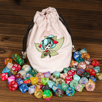 Pixie’s Pouch | Flannel Drawstring Dice Bag | Pink