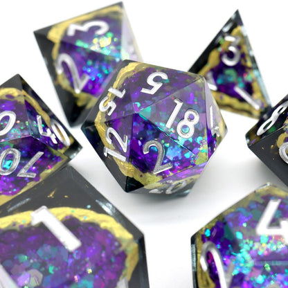 Royal Nebula | Geode Dice | 7 Piece Set