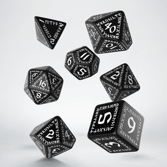 Runic Black and White Dice Set